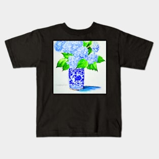 Hydrangea in chinoiserie jar Kids T-Shirt